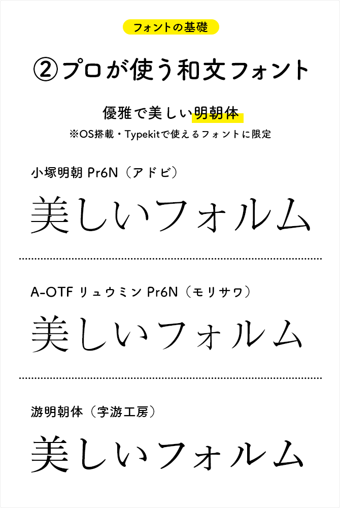 優雅で美しい明朝体